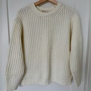 Marine Layer Cream Crew Neck Chunky Knit Sweater